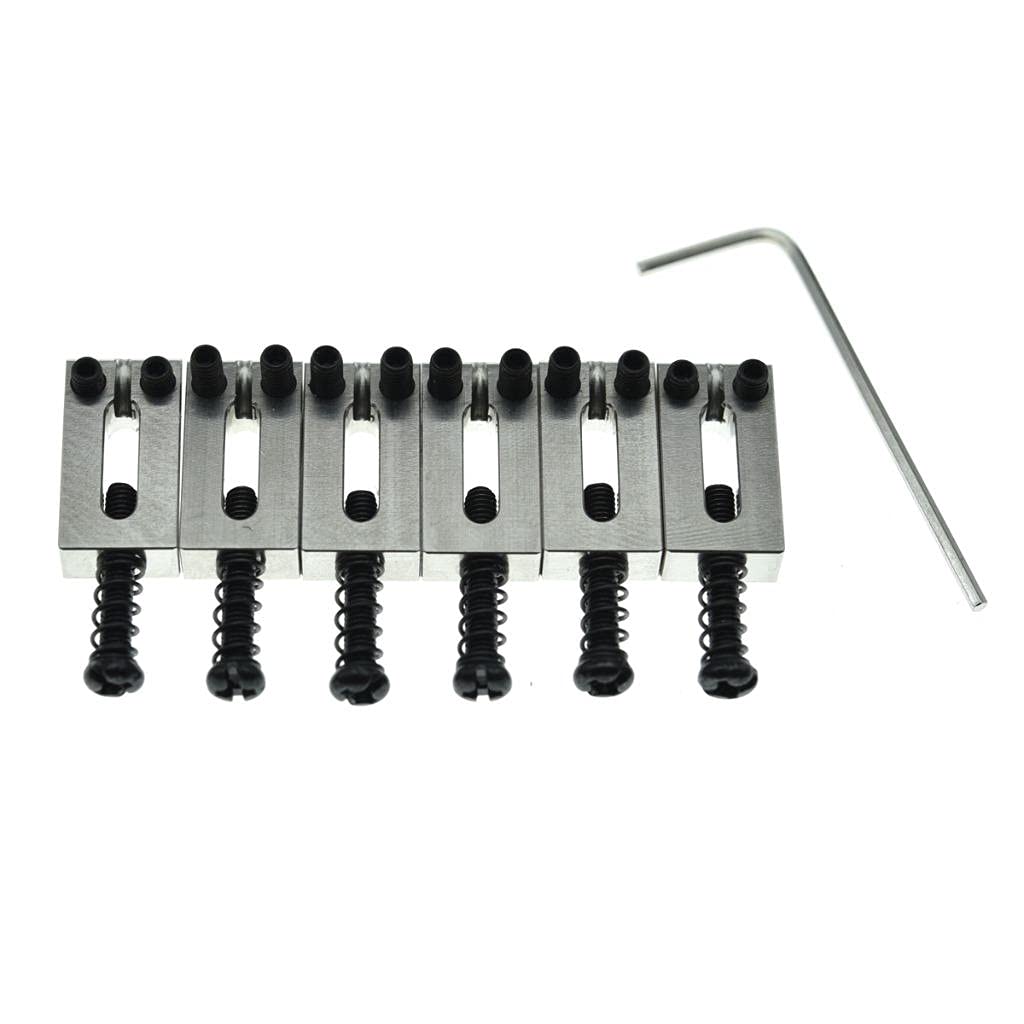 KAISH Upgraded Version Stainless Steel Guitar Bridge Saddles 10.8mm String Spacing with Black Screws for Stratocaster/Telecaster